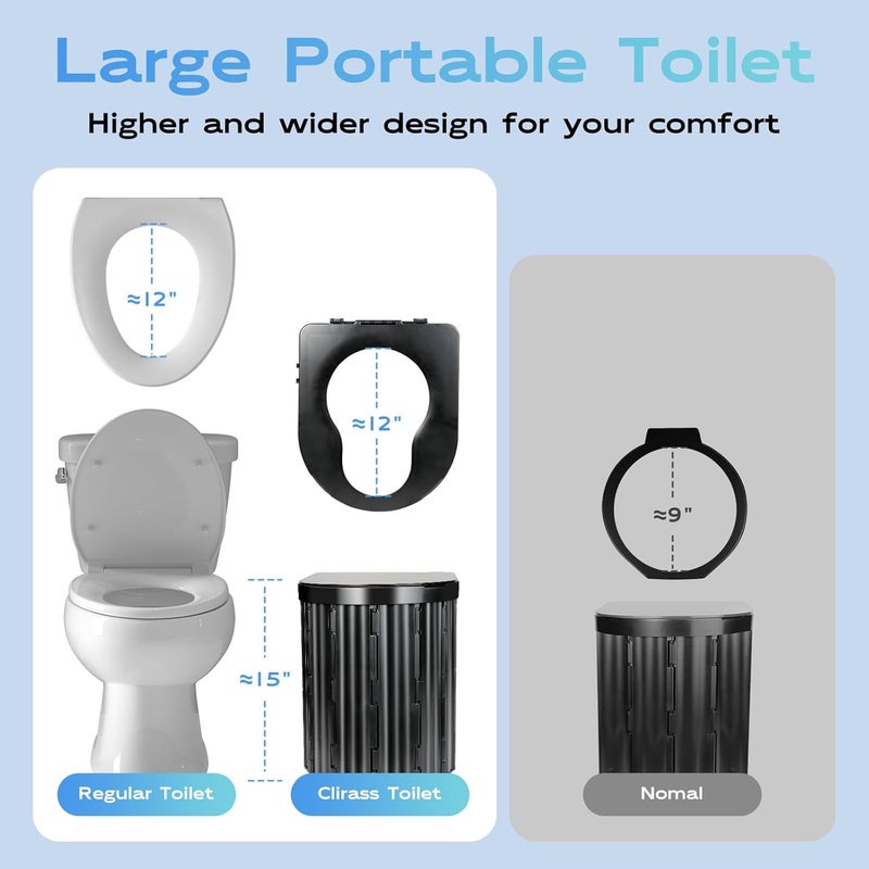 Clirass Camping Toilet with Pop Up Privacy Tent,Portable Outdoor Folding Potty,Shower Tent Dressing Room with Carry Bag for RV Travel,Truck,Beach,Fishing - Image 4